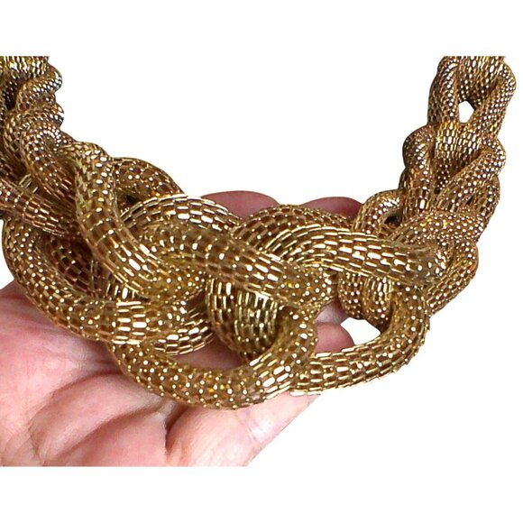 Vintage Graziano CN Gold-Tone Braided Statement Necklace Italy - Picture 3 of 7